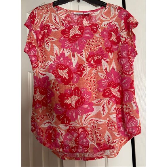Sigrid Olsen Floral Print Linen Top - Picture 1 of 4